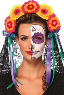 Couronne De Fleurs Et Dentelle Jour Des Morts Mexicain