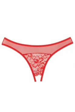 Culotte Ouverte Rouge Dentelle Et Résille