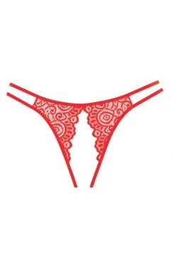 Culotte Panty Ouverte Dentelle Rouge