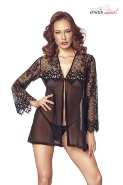 Déshabillé Court Nuisette BabyDoll Dentelle Noire