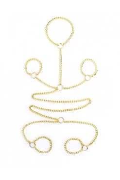 Ensemble Chaine Dorée Collier Menottes Poignets Chevilles