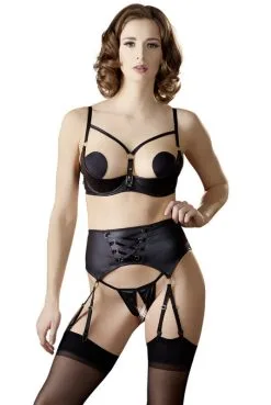 Ensemble Fetish Ouvert Seins Nus 3 Pièces