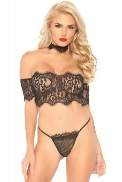 Ensemble Lingerie Dentelle Sexy 3 Pièces