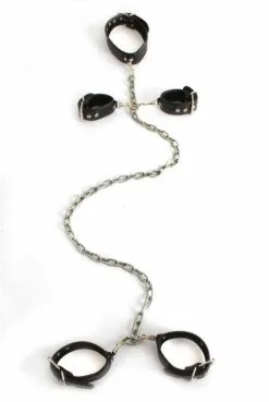 Ensemble Noir Collier Menottes Chevilles Et Poignets Amovible