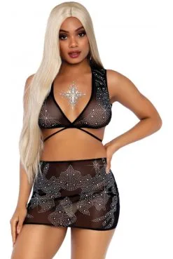 Ensemble Sexy Chic Transparent Mini Jupe Et Top