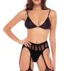 Ensemble Sexy Soutien-Gorge Porte-Jarretelles Bas Et String 3 Pièces