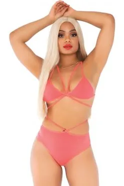 Ensemble Soutien Gorge Effet Cage Slip Brésilien à Lanières