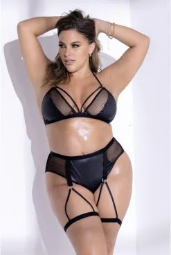 Ensemble Soutien Gorge Et Culotte Porte Jarretelles Jarretières Grande Taille