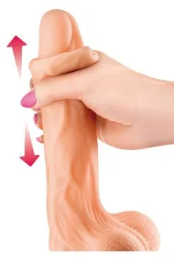 Gode Réaliste Prépuce Testicules Billes 22cm