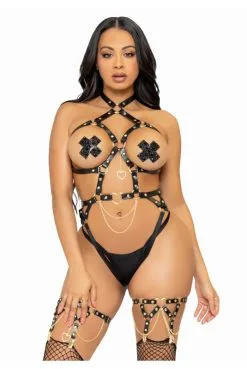 Harnais Body Fetish Anneaux Cuir Végétalien