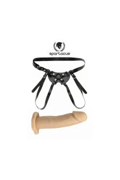 Harnais Caoutchouc Et Gode Chair 17,5 Cm