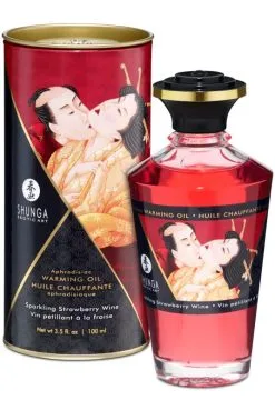 Huile Chauffante Aphrodisiaque Comestible Vin Pétillant Fraise