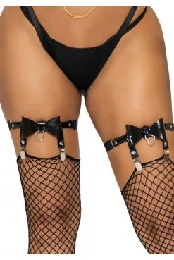 Jarretières Noeud Coeur Cuir Végétalien