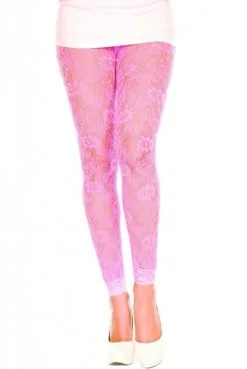 Legging Fin Dentelle Rose