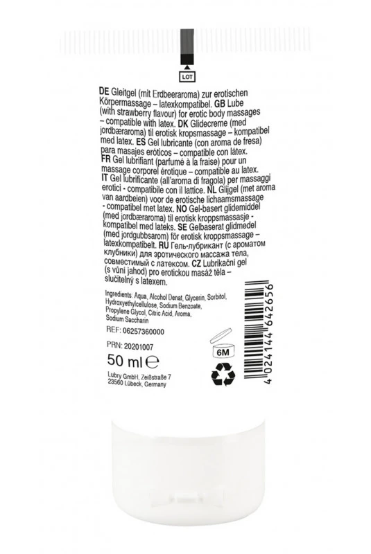 Lubrifiant Gel De Massage Végétalien Comestible Goût Fraise 50ml – Image 2