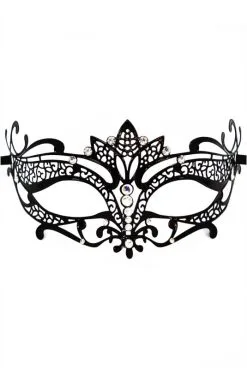 Masque Vénitien Asia Rigide Noir Avec Strass