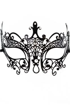 Masque Vénitien Lucia Rigide Noir Avec Strass