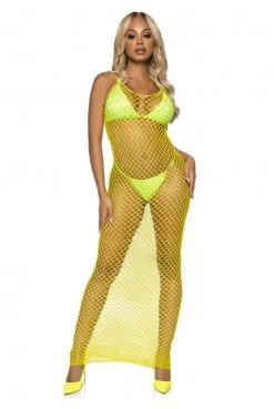 Maxi Robe Résille Longue Jaune