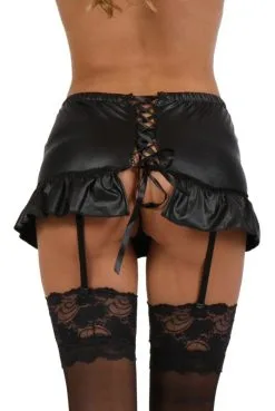 Mini Jupe Lacée Porte Jarretelles Noir