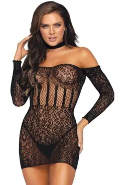 Mini Robe Lingerie Dentelle Noir