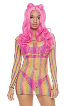 Mini Robe Lingerie Filet RainBow Arc En Ciel
