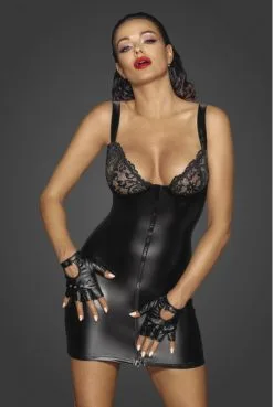 Mini Robe Zippée Wetlook Fetish Et Dentelle