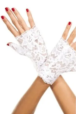 Mitaine Gants Blancs Doigts Ouverts Dentelle Florale