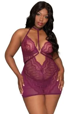 Nuisette Grande Taille Dentelle Et Résille