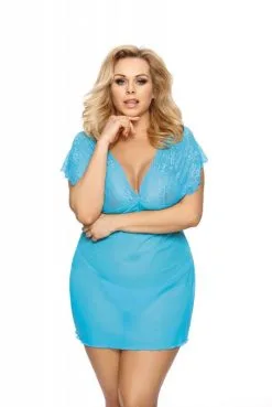 Nuisette Grande Taille Turquoise Et String