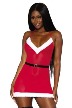 Nuisette Mère Noël Sexy Et Coquine Ceinture Satinée