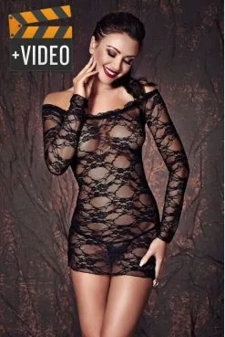 Nuisette Robe Dentelle Noire Anais