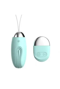 Oeuf Vibrant Rainuré Turquoise USB Télécommandé