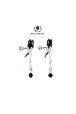 Pinces à Seins Perles Roses Et Noires