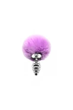 Plug Anal Métal Fluffy Twist S Mauve