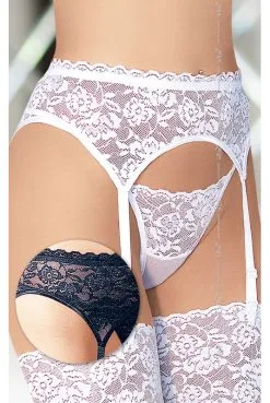 Porte Jarretelles Et Son String En Dentelle Blanche Ou Noir