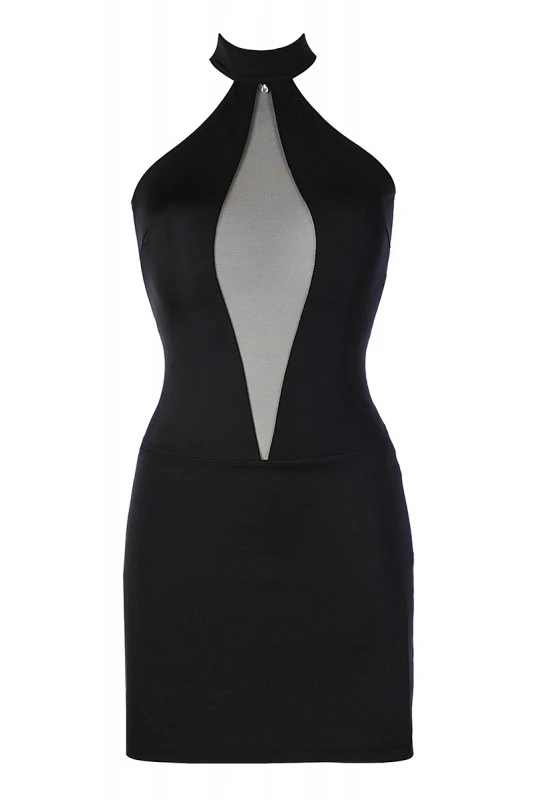 Robe ClubWear Sexy Décolleté Sensuelle En Tulle Noire – Image 4