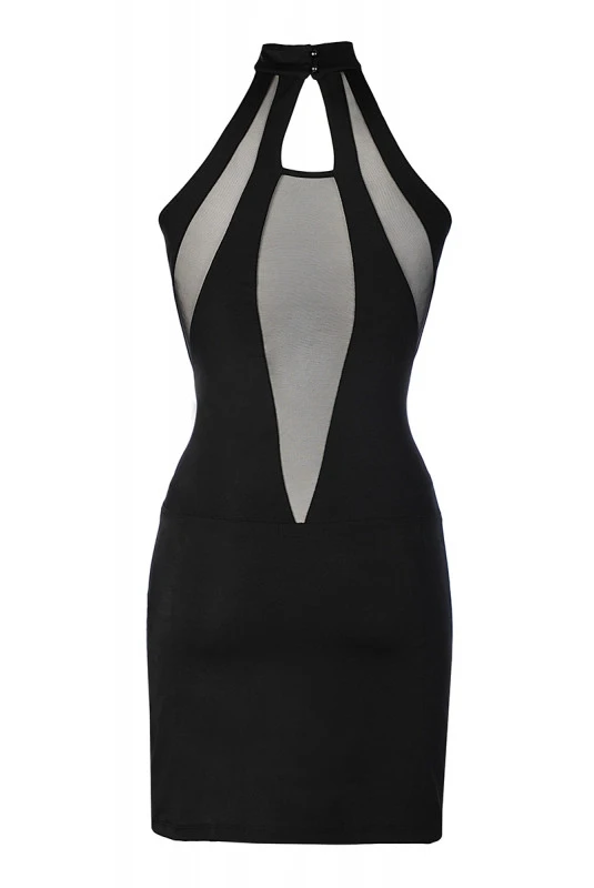 Robe ClubWear Sexy Décolleté Sensuelle En Tulle Noire – Image 5