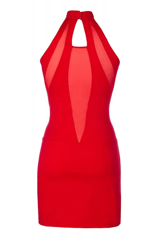 Robe ClubWear Sexy Décolleté Sensuelle En Tulle Rouge – Image 3