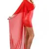 Robe Courte Wetlook Dos Cape Micro Résille Rouge