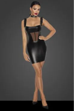 Robe Courte Wetlook Fetish Et Tulle Sexy Chic