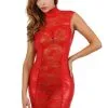 Robe Fetish Dentelle Et WetLook Rouge