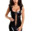 Robe Fetish Wetlook Lacée Devant Et Dos Noir