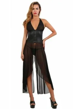 Robe Longue Wetlook Voile Corset