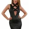 Robe Moulante Sexy Chic Wetlook Bandes Croisées