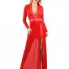 Robe Rouge Sexy Chic Longue Micro Résille Jupe Courte Wetlook