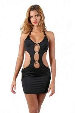 Robe Sexy Ajourée Anneaux Strass ClubWear