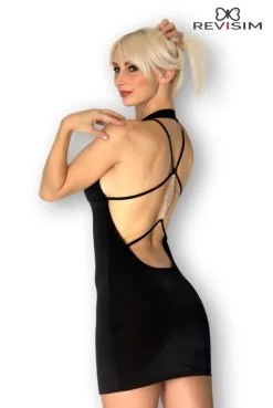 Robe Sexy Club Noire Bijou Strass Dos Nu