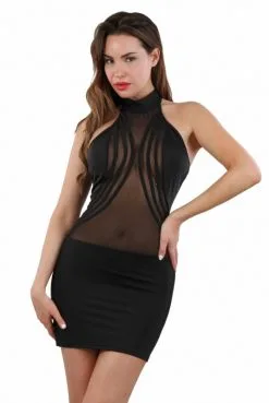 Robe Sexy Noire Moulante Haut Transparent