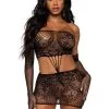 Robe Tube Sexy Noire Et Gants Dentelle Résille