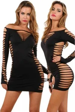 Robe Ultra Sexy ClubWear Ajourée Noire